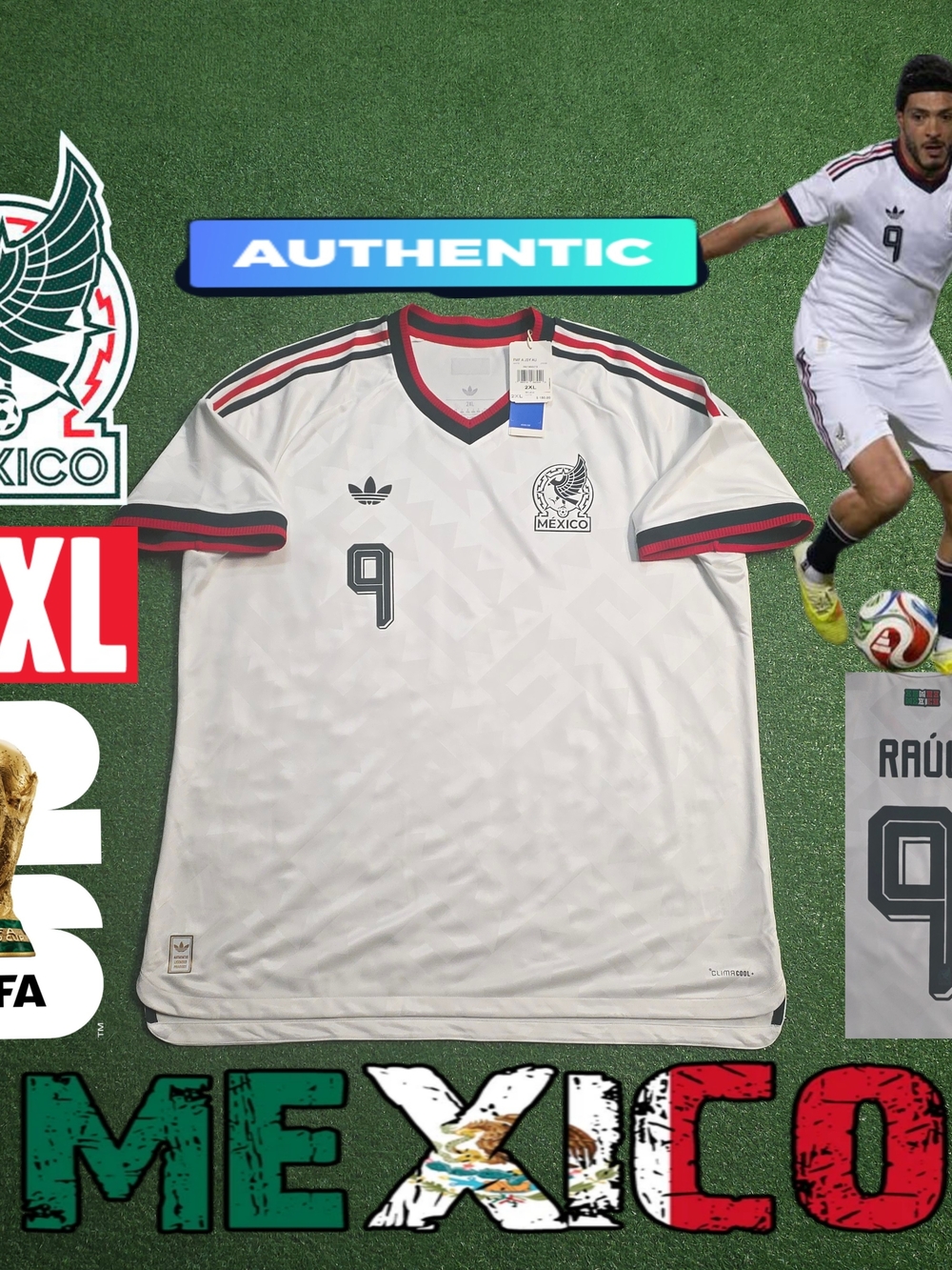 Adidas Mexico National Team Raul Jimenez #9 2026 World Cup Authentic Away Jersey